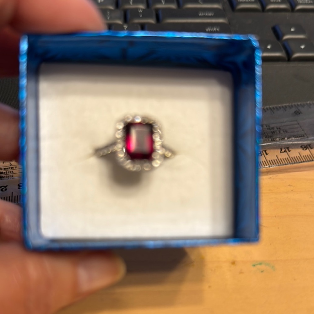 Elegant Silver and Red Gemstone Ring